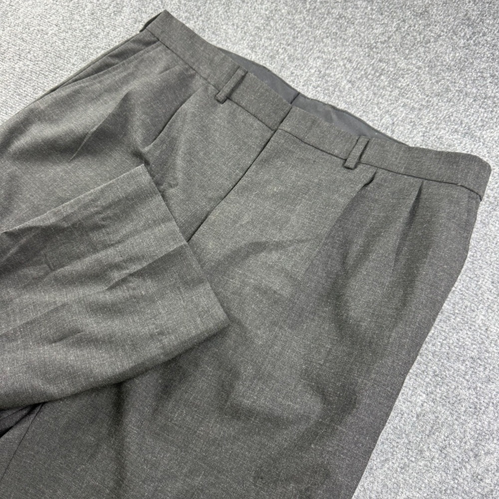 Edwards Dress Pants 38 Gray Pleated Poly Wool Woven 2680-019 Mens